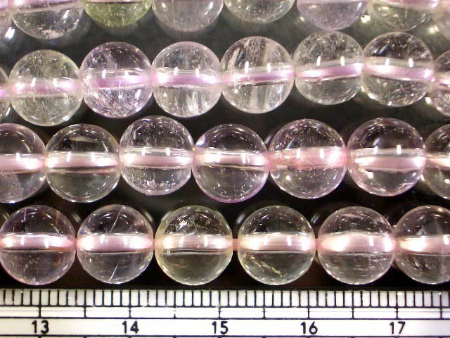 天然石ビーズクンツァイト丸玉8mm・3個