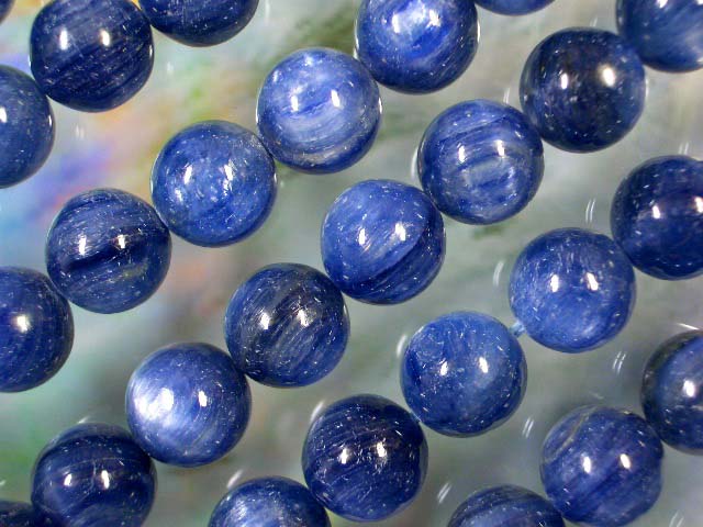 天然石ビーズカイヤナイト丸玉12mm・1連40cm 33個前後