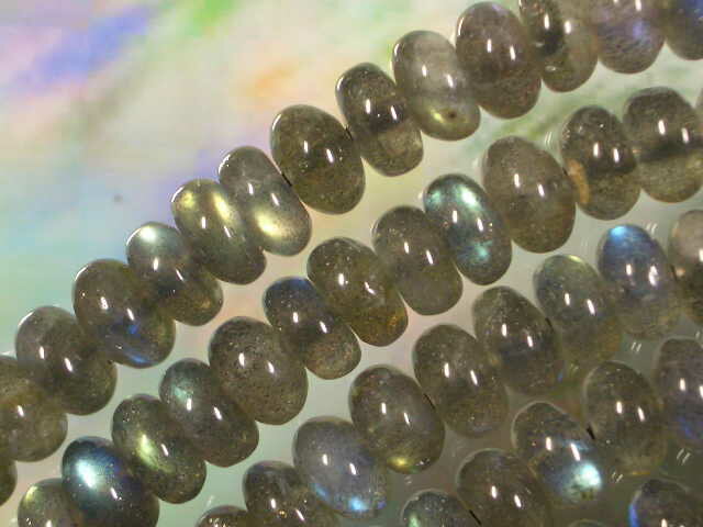 天然石ビーズラブラドライトボタン8×6mmNo.1・5個