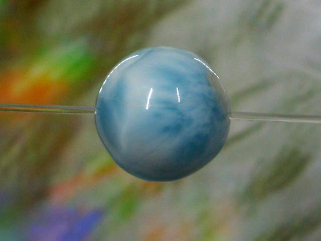 天然石ビーズラリマー 丸玉12mm1点物 No.1234