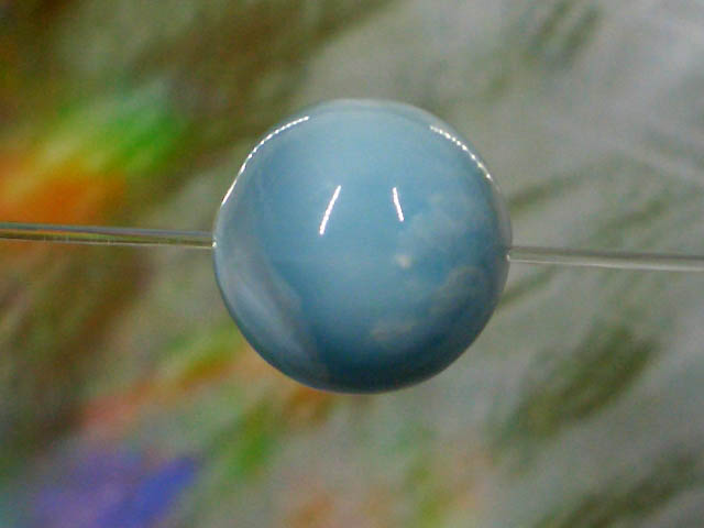 天然石ビーズラリマー 丸玉12mm1点物 No.1234