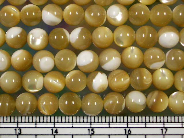 天然石ビーズマザーオブパール 茶蝶貝丸玉6mm・半連約20cm 35個前後