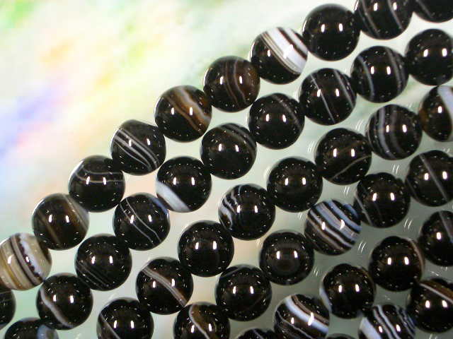 ストライプオニキス丸玉6mmのオー...