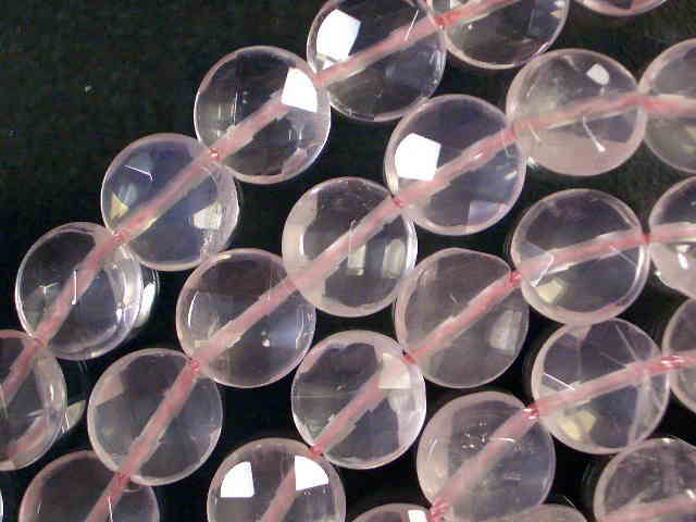 天然石ビーズローズクオーツコインカット10×4mm・10個