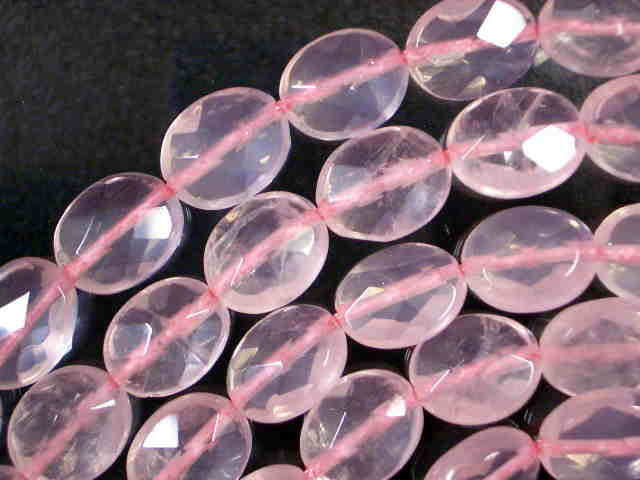 天然石ビーズローズクオーツオーバルカット10×8×4mm・10個