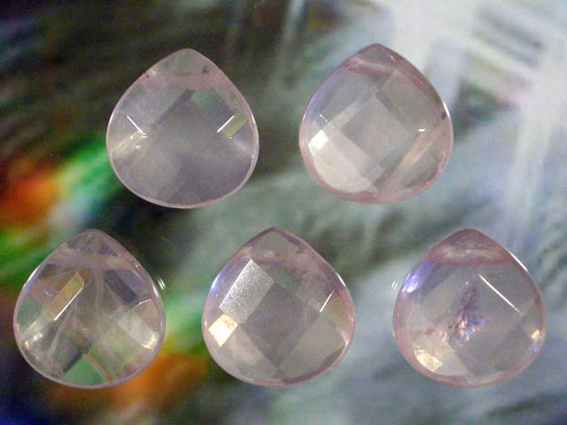 天然石ビーズローズクオーツマロンカット13×14×7mm・3個