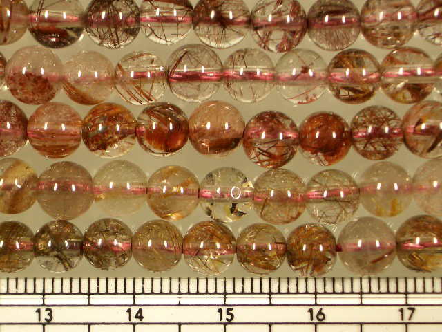 天然石ビーズブラウンルチルクオーツ丸玉6mm No.1・10個