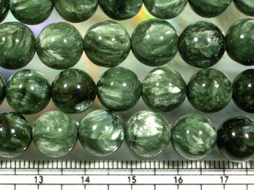 天然石ビーズセラフィナイト丸玉10mm・2個