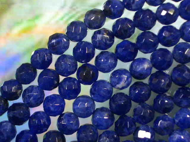 天然石ビーズソーダライト丸玉64面カット 6mm・10個