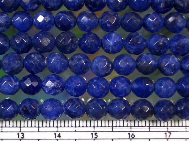 天然石ビーズソーダライト丸玉64面カット 6mm・10個