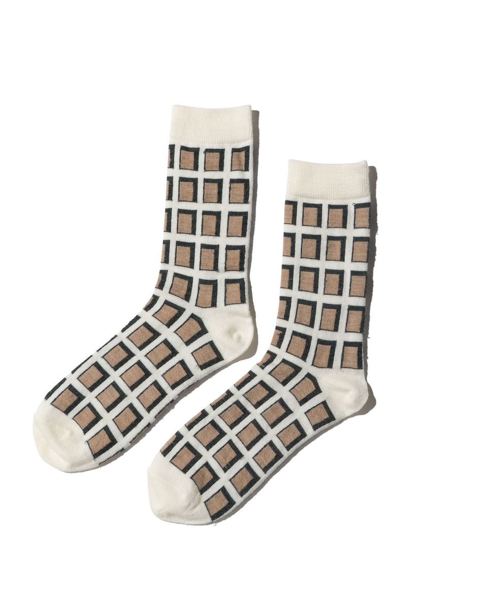 [MARCOMONDE] 'BELGIUM' pattern 04 ウール ワッフル柄 ソックス レディース 約22.5-24.5cm /メンズ 約..