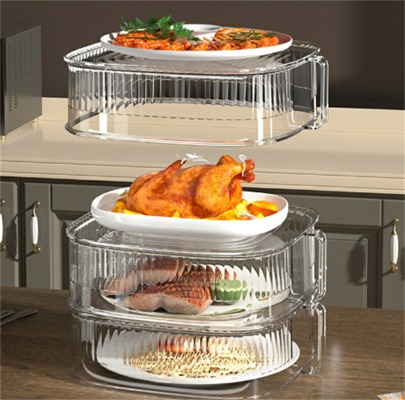 4層 26.5*24.5*40cm家庭用 残飯 残り物 多層 PET 透明 収納棚 台所 防塵 保温 フード 食卓 多機能 防塵カバー 食卓カバー 虫よけ 多機能 収納ケース