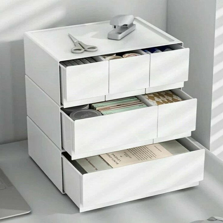 Desk Tray - 卓上 小物入れ 収納ケース クリア 書類 3格 小物入れ引き出し BOX 1格 2格 レターケース デスク上収納 卓上引き出し 収納ボックス 引き出し 小物 A5 文房具収納 積み重ね可能 四段書類資料ケース パソコン 収納用品