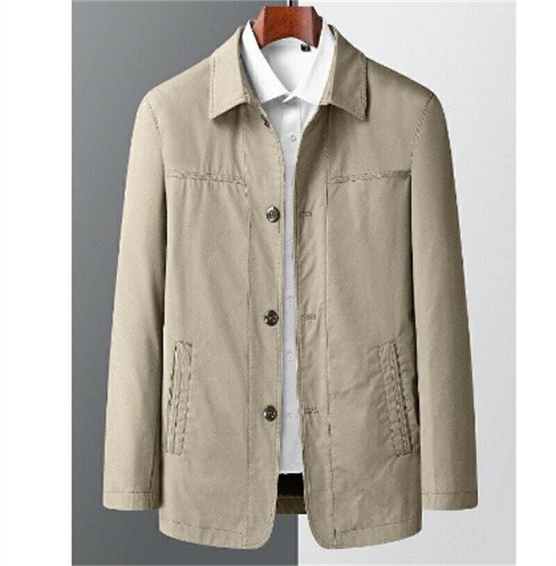 Trench Coat - ステンカラーコート メンズ アウター 春 秋 ジャケット ミドル丈 ロングコート トレンチコート 通勤 ビジネス カジュアル 紳士服 アウター ビジネスコート 奥さん 旦那さん 彼氏 春アウター メンズファッション 40代 50代 60代 70代 防風 お洒落