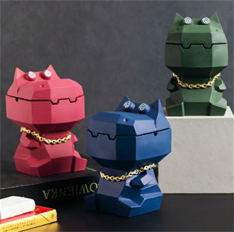 Rakuten - 灰皿 蓋付き カバ灰皿 ins風 現代 潮流 個性的なテーブルの置物 コンクリート 防風 セメント 室内 屋外家庭用 リビング オフィス 創意的で個性的