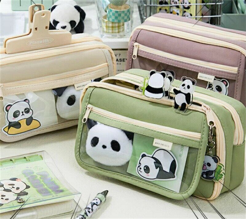 大容量 パンダ ペンケース かわいい 多機能 筆箱 ツール 筆入れ 小物収納 中小学生 高校生 大学生 男の..