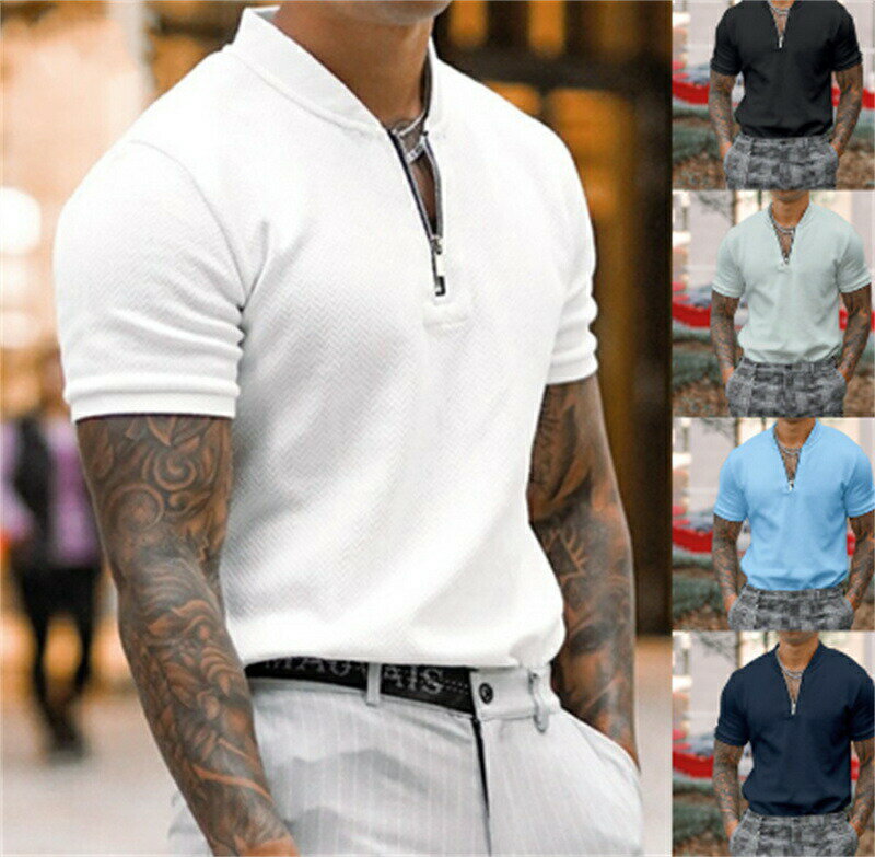 ちょいワル ジップ ポロシャツ メンズ 半袖 襟 立て 立ち襟 ハーフジップ ジッパー かっこいいシャツ ジップ 半袖シャツ カジュアルシャツ おしゃれ スタンドカラー 30代 40代 ファッション 夏 カジュアル 50代 メンズファッション メンズポロシャツ かっこいいポロシャツ