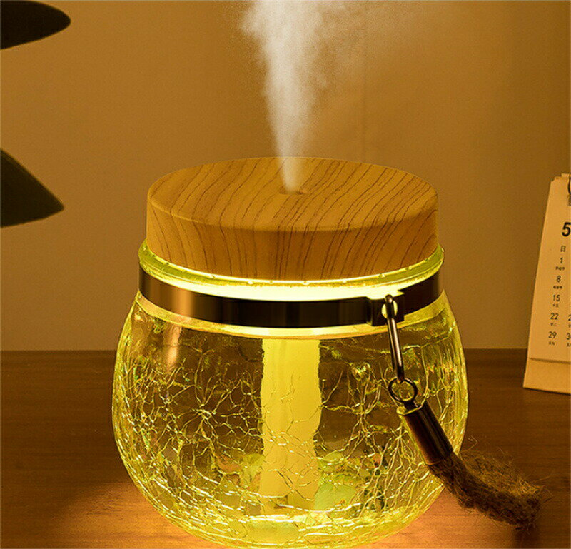 LEDランタン加湿器 LED スチーム コンパクト 小型 抗菌 節電 充電式 360mL 卓上 コードレス 超音波加湿器 省エネ エコ 加湿器 おしゃれ かわいい レトロ
