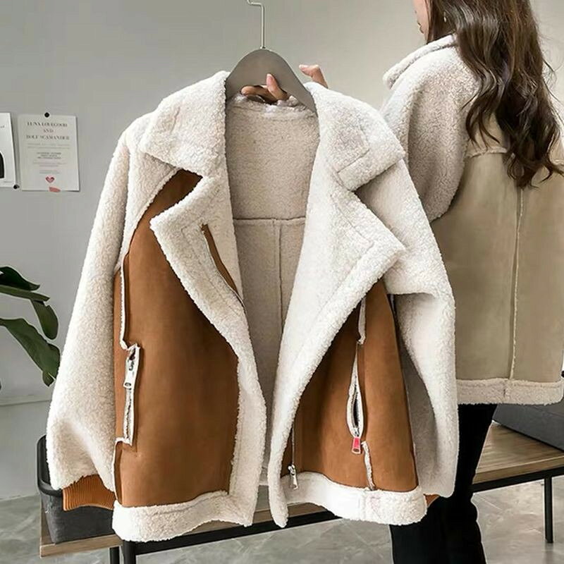 Mouton - ボアジャケット ボアコート レディース ムートンコート コート 防寒 冬 大きいサイズ ロング ショート丈 厚手 レザー 裏ボア ベージュ 軽い 軽量 暖かい カジュアル 冬 アウター ボアブルゾン