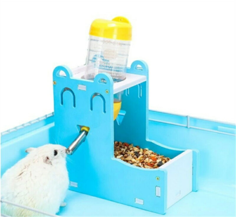 小動物 自動給餌器 給水器付き 両用 ハムスター 餌入れ 水飲み 食器 ハリネズミ 給水器 自動 餌やり 水やり ハリネズミ モモンガ モルモット フェレット チンチラ デグー リス 組立て簡単のサムネイル