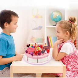 ままごとをする おもちゃのケーキ 知育玩具 木製 ままごと・ごっこ遊びトイ 3歳 4歳 5歳 6歳 子供 キッズ 女の子 男の子 キッチンおもちゃ 思考力を養う 動物認知 果物認知