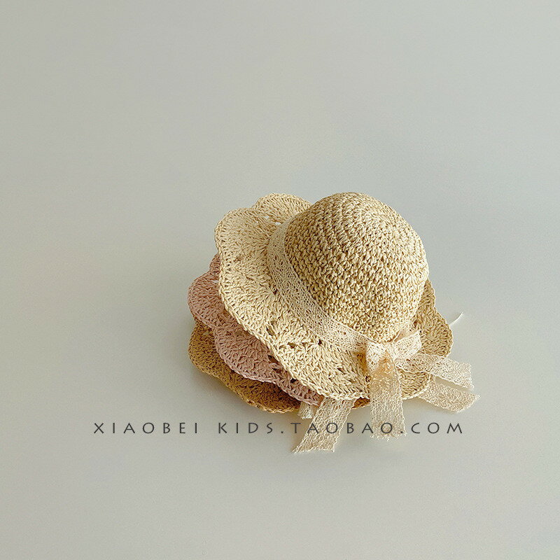 女の子 中折れ つば広 海 折り畳み ストローハット 可愛い 子供 小学生 レース UVカット キッズ 送料無..