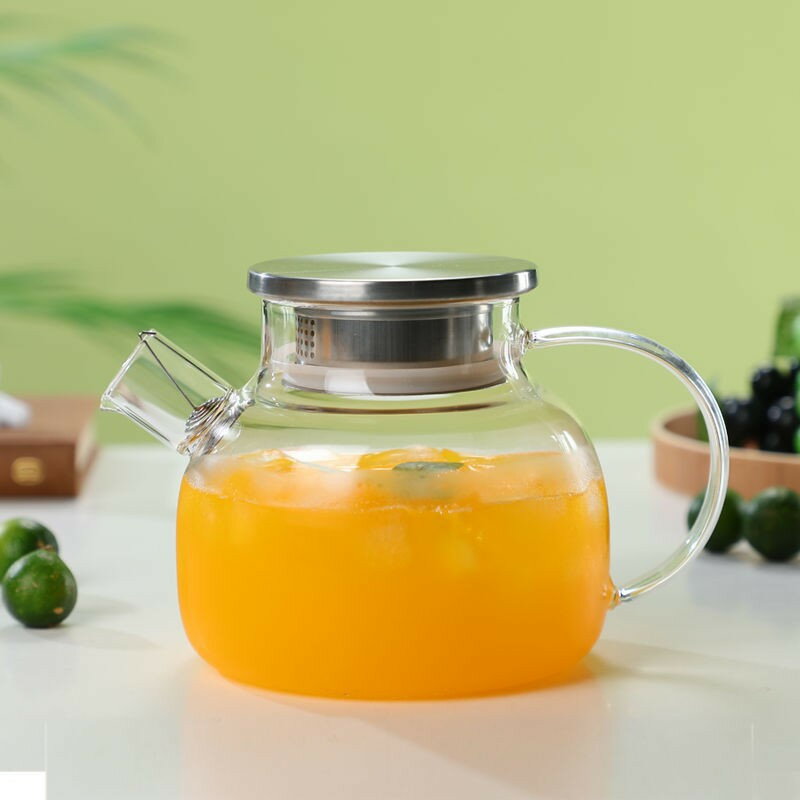 耐熱 竹製蓋 麦茶ポット 1リットル 対応 1.8L ガラスポット 1L 茶ポット 1.8リットル 麦茶 冷蔵庫 直火..