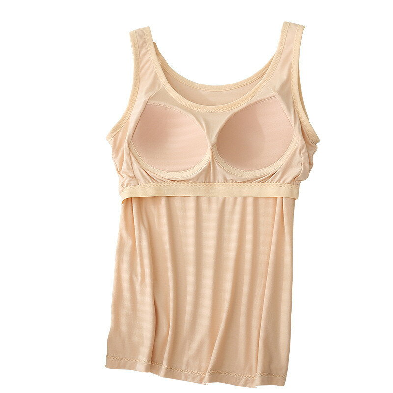 カップ付 ノンワイヤー トップス レディース キャミソール Uネック 送料無料 インナー ストレッチ ブラ..