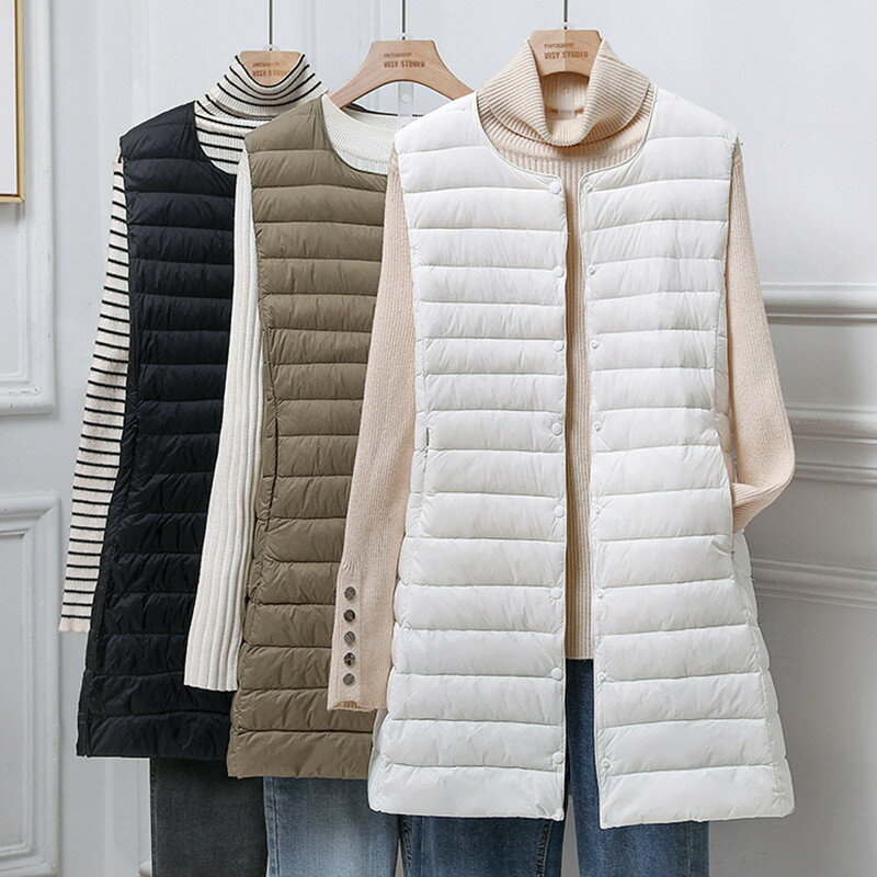 楽天シングスレディース ベスト 白 ダウンベスト あったか 40代 アウトドア ノースリーブ 軽量 ロングベスト ミドル丈 無地 通勤 全9色！インナーダウンベスト 40代 おしゃれ 防寒 通勤 アウター 秋冬 大きいサイズ 黒 通学