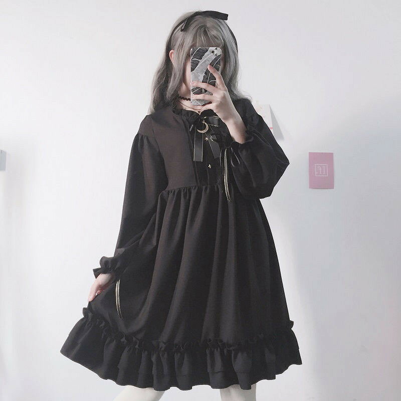 乐天商城 - ワンピース レディース 長袖 ロリータ服 Lolita 衣装 洋服 クリスマス コスプレ リボン Aライン ハイウエスト ファッション きれいめ おしゃれ お嬢様 イベント ハロウィン Cosplay