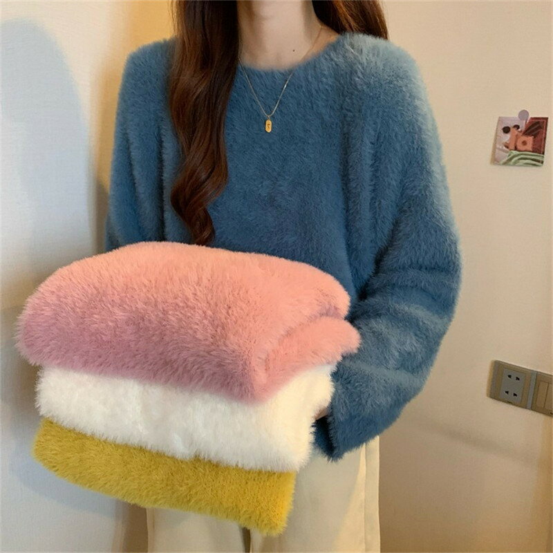 Rakuten - ふんわり ニット セーター レディース 秋冬 トップス 長袖 ニットトップス おしゃれ 上品 ふわふわ シャギー 伸縮性 ストレッチ ゆったり リラックス プルオーバー ニットソー ゆるニット もちもち 着回し