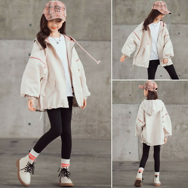 女の子 トップス スプリングコート ウィンドブレーカー キッズ 160 春 ジャケット 薄手 ジップアップ アウター マウンテンパーカー 長袖 春秋 秋物 フード付き 防風 ジャンパー お洒落 ブルゾン ガールズ カジュアル 送料無料 春 秋 120 130 140 150 子供服