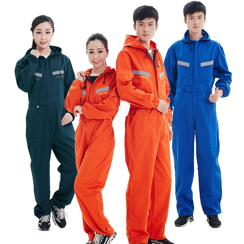 長袖つなぎ メンズ 防寒つなぎ レディース カラーツナギ 作業用でもOK S～5XL 小さいサイズから大きいサイズまでお取り扱い 夜間反射 取り外し可能