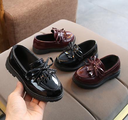 子供靴 キッズ 女の子 入学式 ローファー リボン フリンジ フォーマル シューズ 黒 ジュニア キッズ靴 ..