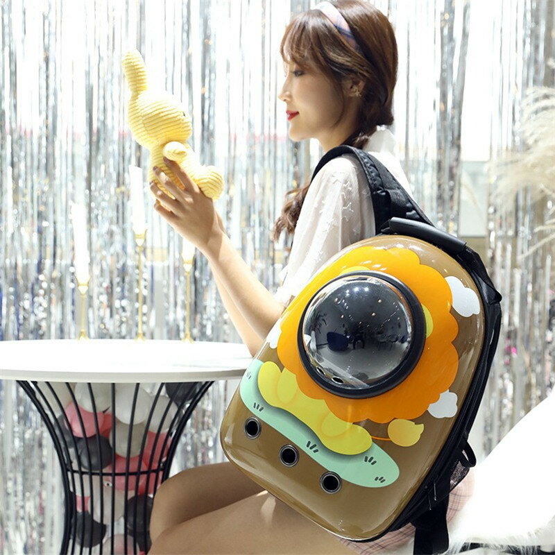 ペットキャリーバッグ 猫キャリー 犬猫兼用 宇宙船カプセル型 犬リュックサック 旅行ペットバッグ 透明 顔出し UVカット紫外線対策型 通気性 大容量 耐久性 ...