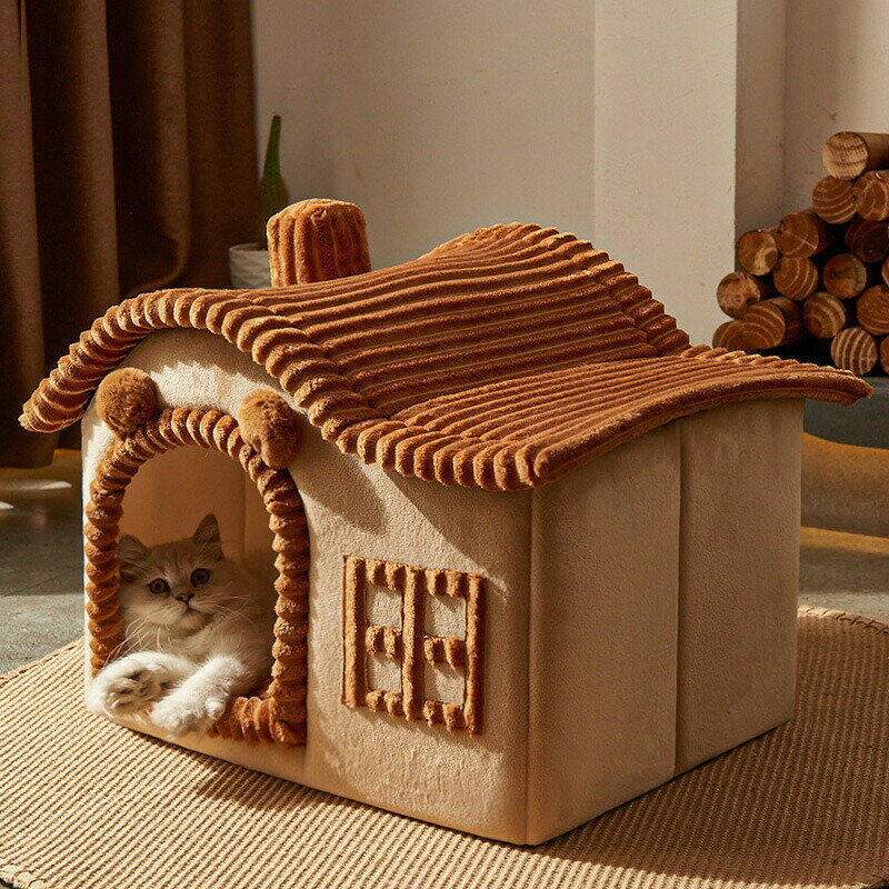 猫ベッド ドーム型 半密閉式 犬ベッド 犬小屋 保温防寒 小型犬 猫 ウサギ 秋冬用 ...