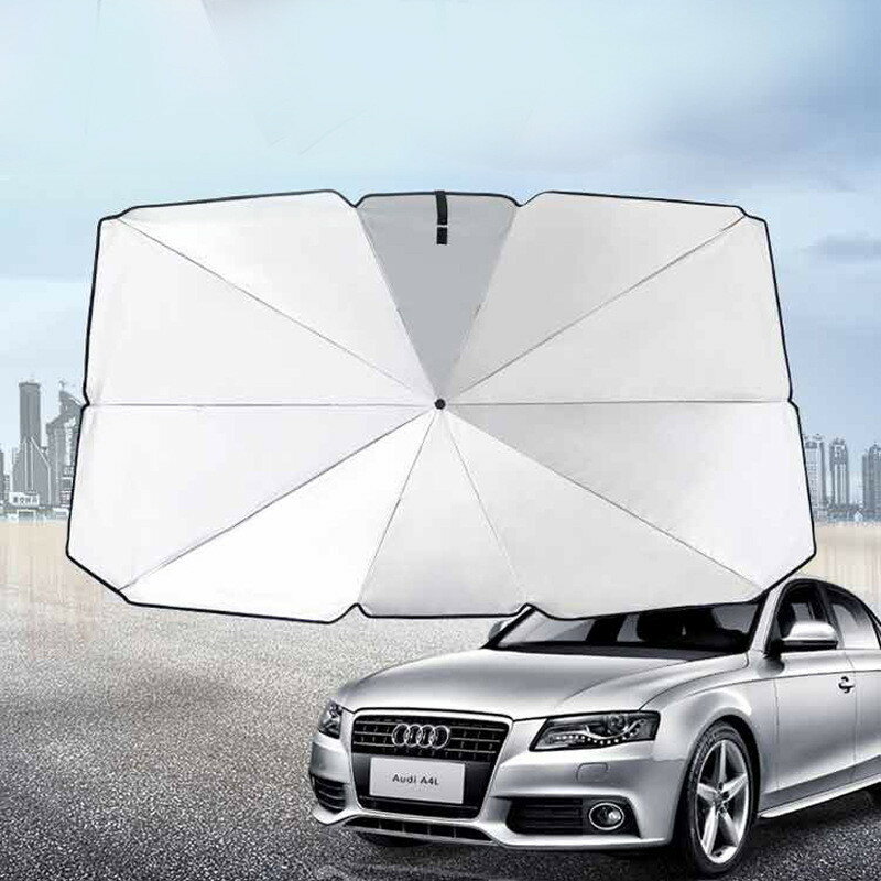 其它 - サンシェード 傘型 フロント 車 カー用品 日よけ 折りたたみ傘 紫外線対策 遮光 断熱 簡単操作 収納ポーチ付き 折り畳み式 車保護 コンパクト