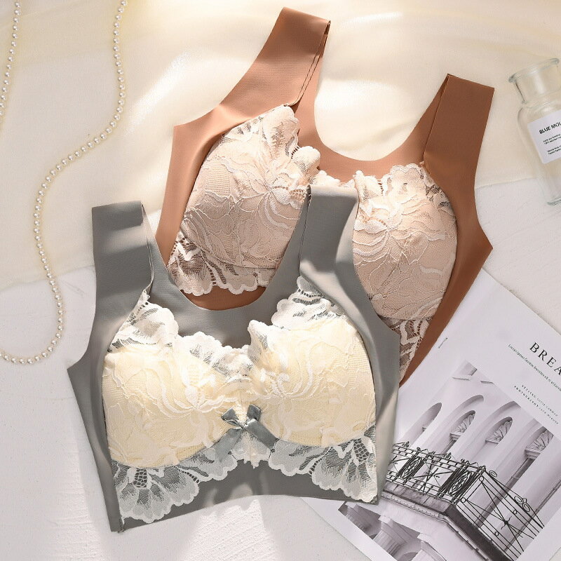 2枚セット！ 小さく見せるブラ ブラジャー 胸を小さく見せるブラ 小さく見せるブラジャー 大きな胸を小さく見せるブラ 薄い 大きいサイズ 胸を小さく見せるブラジャー ノンワイヤー ブラ 花柄 レース ブラジャー フルカップ ナイトブラ 送料無料