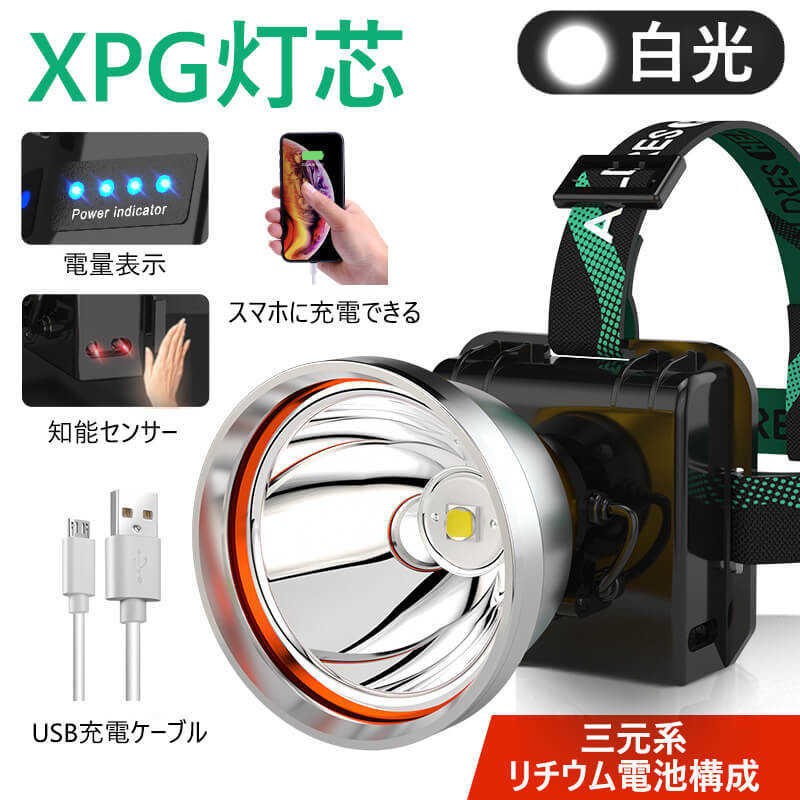 お買い物マラソン【P5倍】LEDヘッドライト 充電式 ヘッドライト 釣り 作業 スマート感応 高輝度 充電式 残量表示 XPG灯芯 2段階の点灯モード USB輸出 登山 夜釣り アウトドア作業 スマホに充電できます 車載 調節可 高光量 軽量 暗所作業 作業用ライト