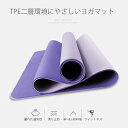 お買い物マラソン【P5倍】TPE二層環境にやさしいヨガマット 184*61cm 高弾性 トレーニングマット 厚さ6MM ピラティス エクササイズマット 収納 バ...
