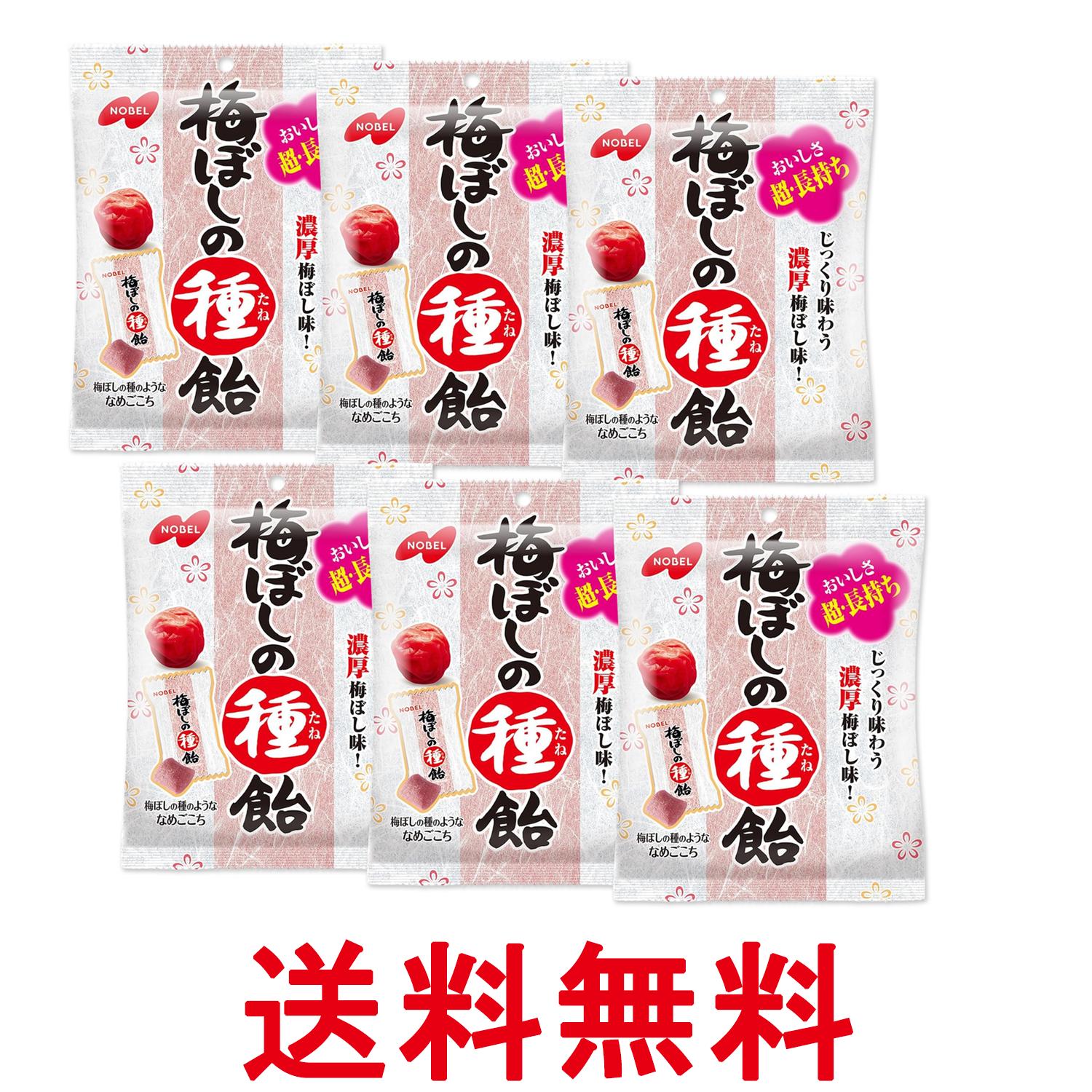 6個セット ノーベル 梅ぼしの種飴 キャンディ お菓子 30g 送料無料 【SK27713】