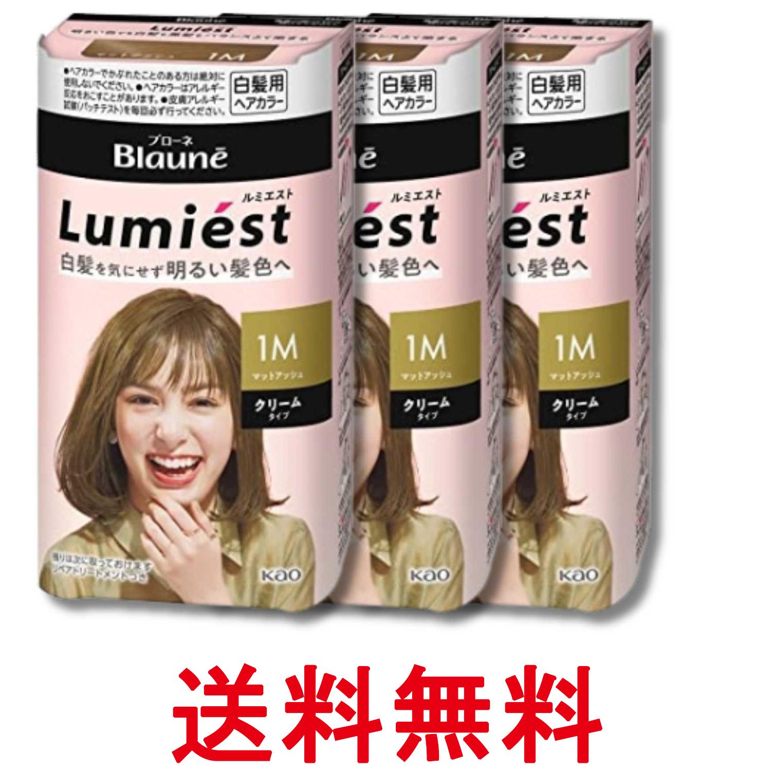 3個セット 花王 ブローネ ルミエスト ヘアカラー 1M マットアッシュ クリームタイプ 白髪用ヘアカラー 白髪染め 108g 送料無料 【SK33570】