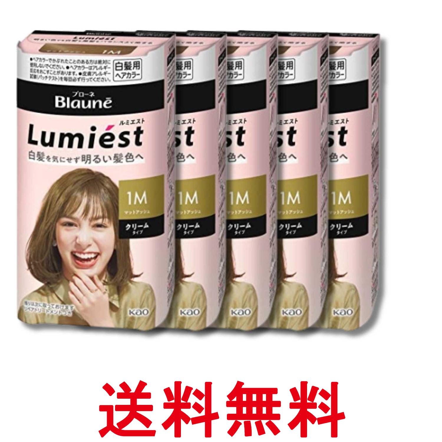 5個セット 花王 ブローネ ルミエスト ヘアカラー 1M マットアッシュ クリームタイプ 白髪用ヘアカラー 白髪染め 108g 送料無料 【SK33571】