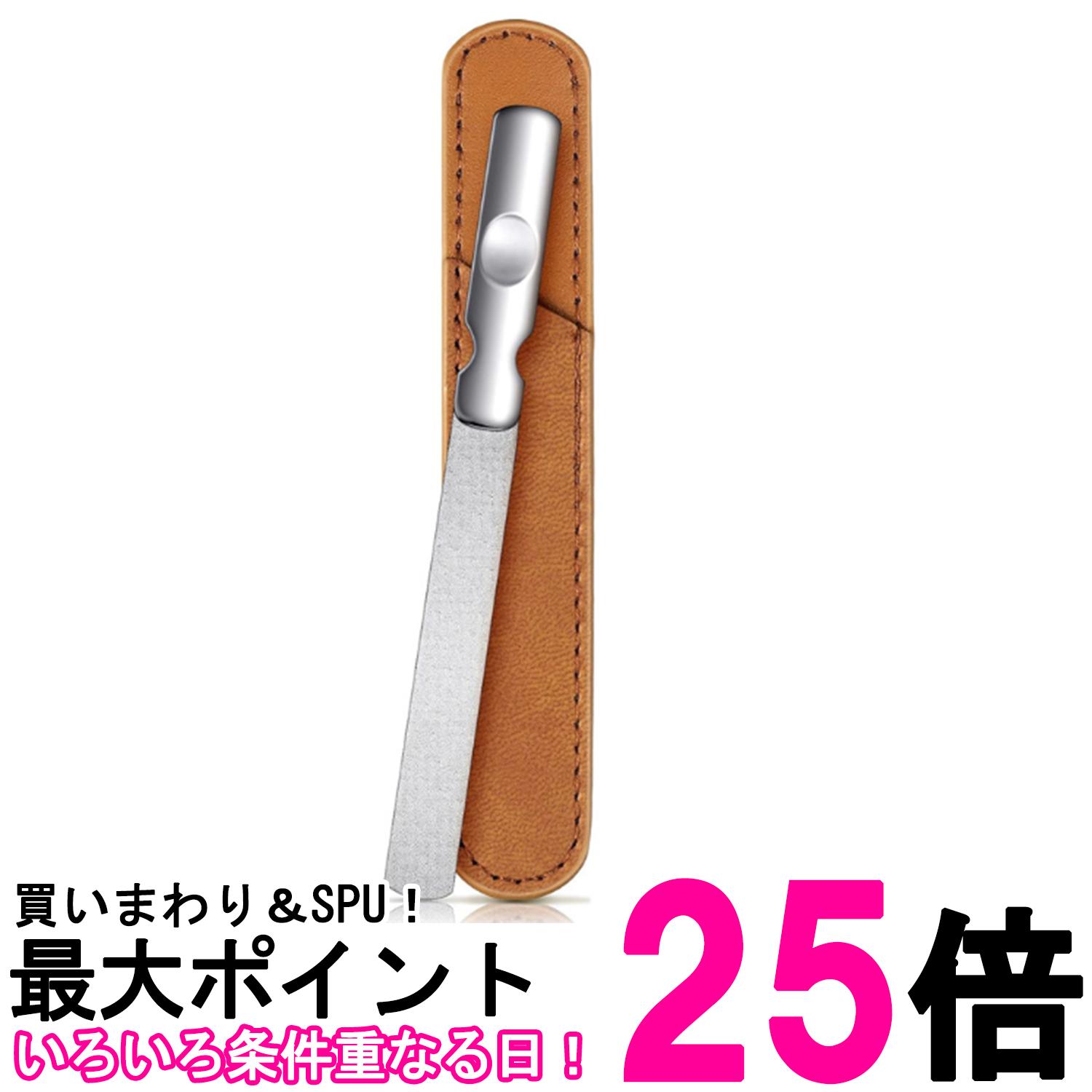 爪やすり ステンレス 両面 ネイルケア 粗目 細目 ネイルファイル 水洗いOK サビに強い 滑り止めハンドル レザーケース付 (管理S) 送料無料 【SK08083】