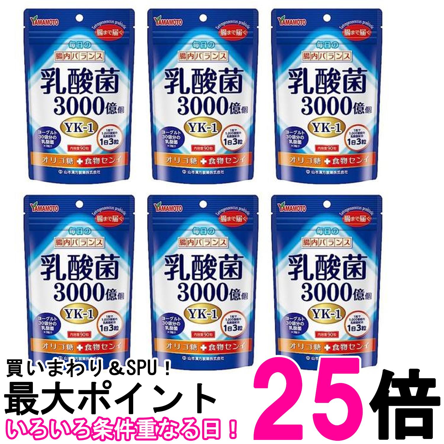 6個セット 山本漢方製薬 乳酸菌粒 90粒 送料無料 【SK26498】