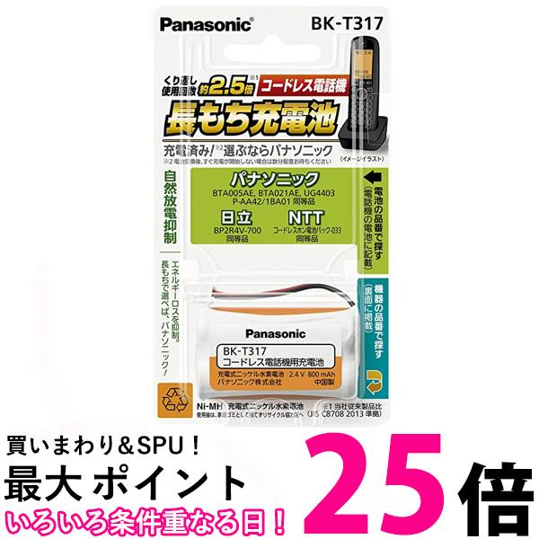パナソニック 充電式ニッケル水素電池(コードレス電話) BK-T317 送料無料 【SG76875】