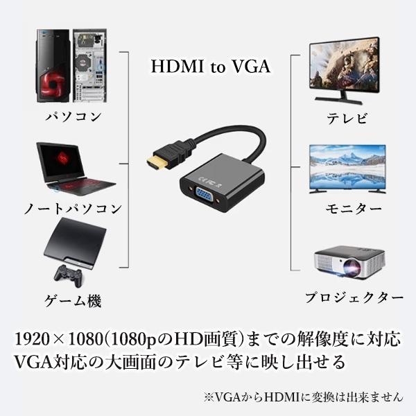 2個セット HDMI to VGA 変換アダプタ 変換ケーブル D-SUB 15ピン 1080p HDTV プロジェクター PC 変換コネクタ 電源不要 ブラック (管理S) 【SK30366】