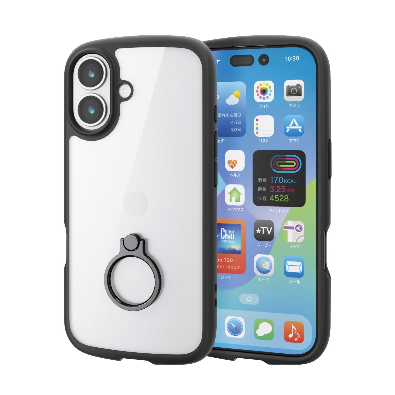 Rakuten - エレコム PM-A25ATSLFCRBK ブラック iPhone 17 ケース カバー クリア 耐衝撃 衝撃吸収 リング付き ストラップホール付き 【SB10552】