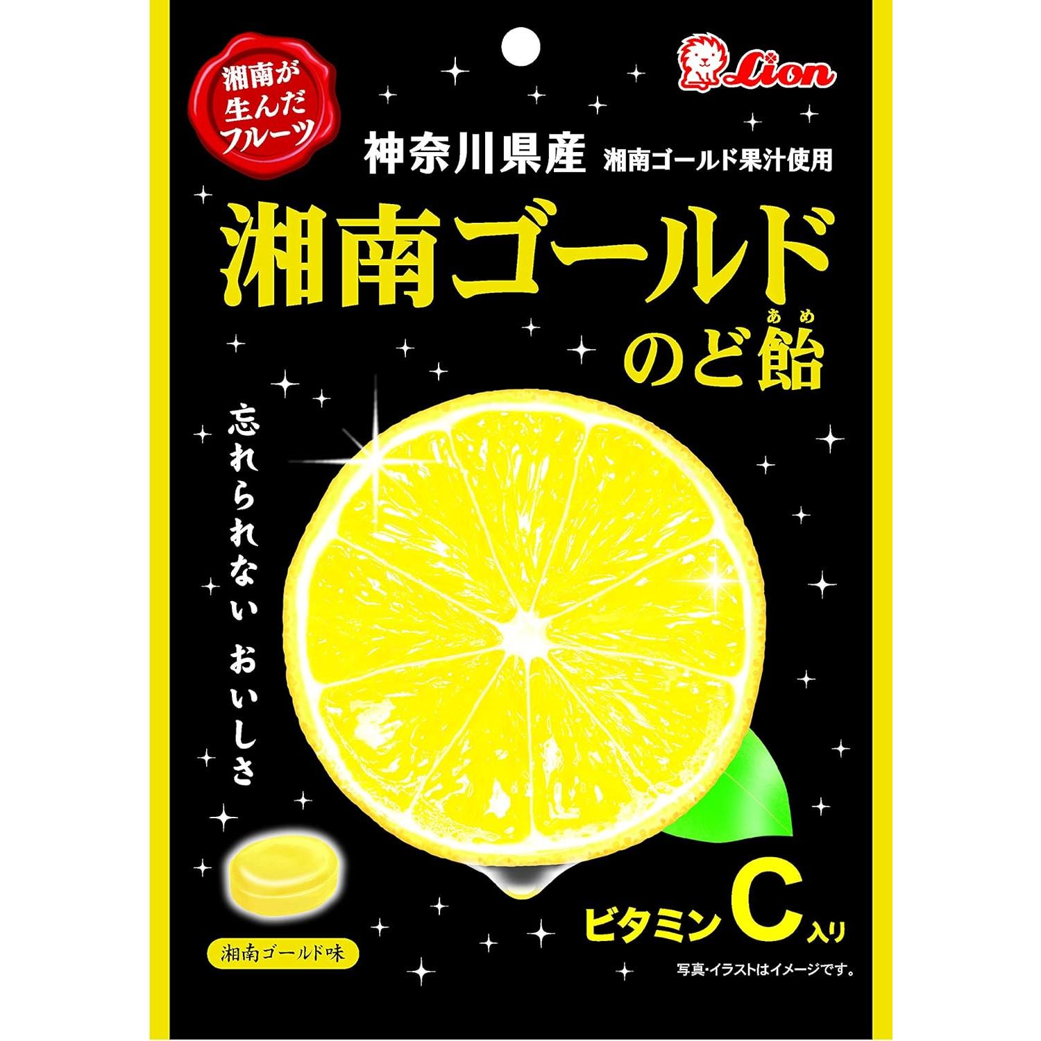 ■食品 ■日本 ■ライオン菓子 ■成分 砂糖、水飴、湘南ゴールド果汁(神奈川県産)/酸味料、ビタミンC、香料、着色料(クチナシ、紅麹) ■広告文責：Think Rich Store TEL 082-881-1870 掲載商品の仕様や付属品等の詳細につきましては メーカーに準拠しておりますので メーカーホームページにてご確認下さいますよう よろしくお願いいたします。 当店は他の販売サイトとの併売品があります。 ご注文が集中した時、システムのタイムラグにより在庫切れとなる場合があります。 その場合はご注文確定後であってもキャンセルさせて頂きますのでご了承の上ご注文下さい。