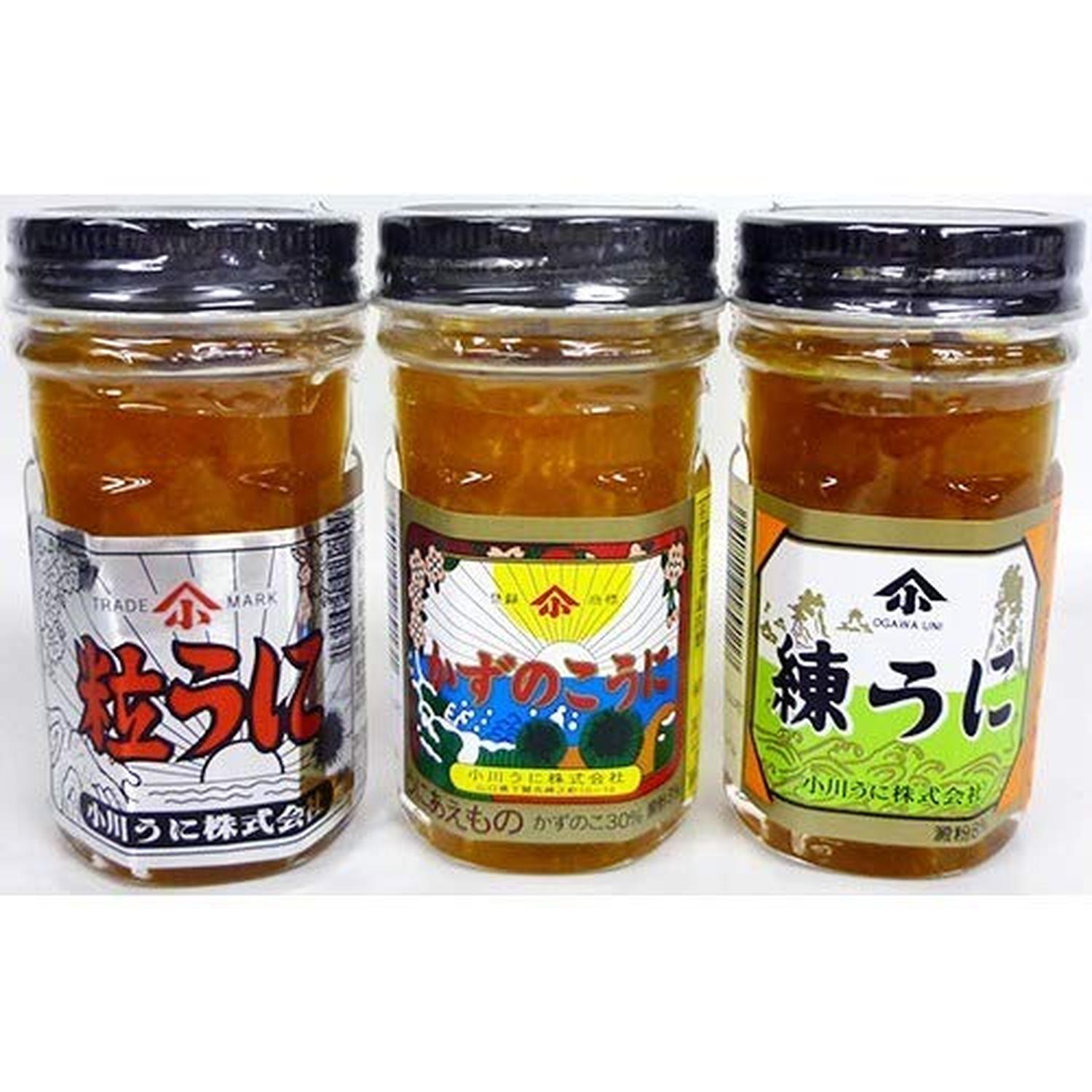 ■食品 ■日本 ■小川うに ■成分 銀ラベル粒うに35g当たり：熱量：76kcal 蛋白質：3.5g 脂質：2.0g 炭水化物：8.7g　　食塩相当量：2.0g　　　　　　　　練うに35g当たり　熱量：75kcal 蛋白質：3.3g　　脂質：2.1g　　炭水化物：8.5g 食塩相当量：2,4g 数の子うに35g当たり　熱量：76kcal　　蛋白質：4,0g　　脂質：1.8g　　炭水化物：8.3g　　食塩相当量：1.9g ■広告文責：Think Rich Store TEL 082-881-1870 掲載商品の仕様や付属品等の詳細につきましては メーカーに準拠しておりますので メーカーホームページにてご確認下さいますよう よろしくお願いいたします。 当店は他の販売サイトとの併売品があります。 ご注文が集中した時、システムのタイムラグにより在庫切れとなる場合があります。 その場合はご注文確定後であってもキャンセルさせて頂きますのでご了承の上ご注文下さい。